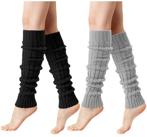 Pleneal Leg Warmers for Women Cable Knit 80s Warm Long Socks Party Sports