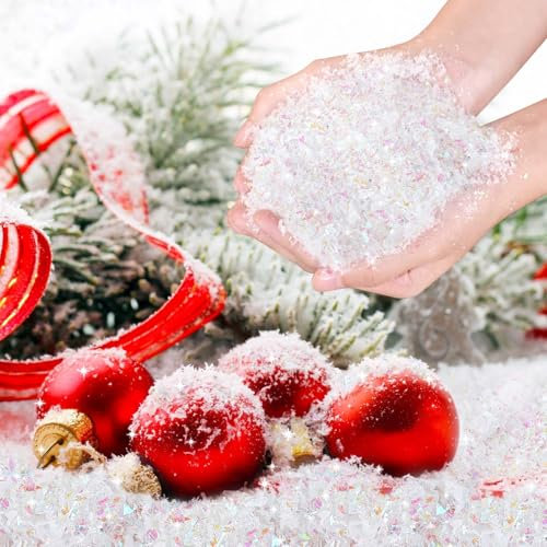 hatisan 300,5 g, neve finta scintillante, neve artificiale per decorazioni natalizie, artigianato, villaggio, feste, inverno, paese delle meraviglie (A-300,5 g)