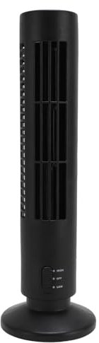 Garsent Ventilador de Torre, Pequeño Ventilador de Escritorio de Pie con 2 Velocidades, Luz Nocturna de ángulo Ajustable, Alimentación USB, Ventilador Personal sin Aspas, Ventilador de