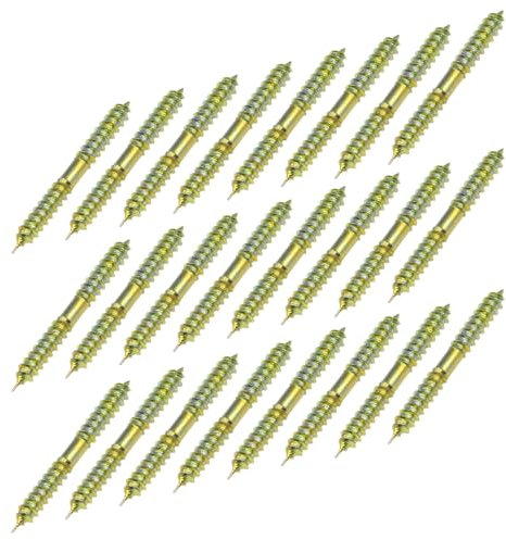 12/24 Pcs 5x30/40/50/60mm Hanger Bolts, Double Ended Screws, Self-Tapping, Double Threaded, Wood Dowel Screws for Connecting (24, 6x50mm)