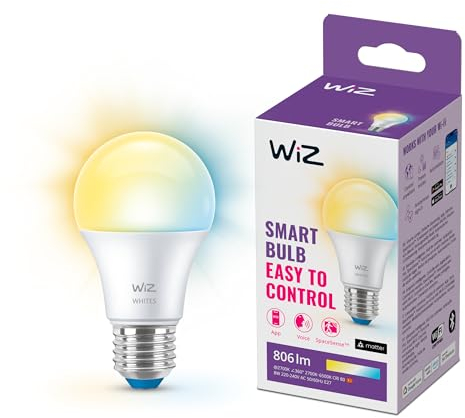 WiZ Tunable White LED Lampe, E27, A60, 1er-Pack, dimmbar, warm- bis kaltweiß, 470 lm, 40W, smarte Steuerung per App/Stimme über WLAN