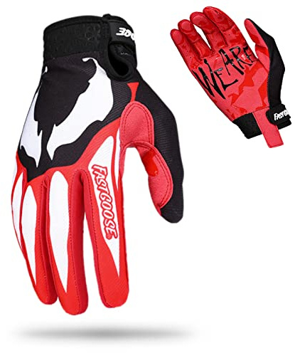 Fast passion Gants de Moto, Gants de Cyclisme Respirants pour VTT MTB Motocross Racing, pour Hommes et Femmes (Noir Rouge, Medium)