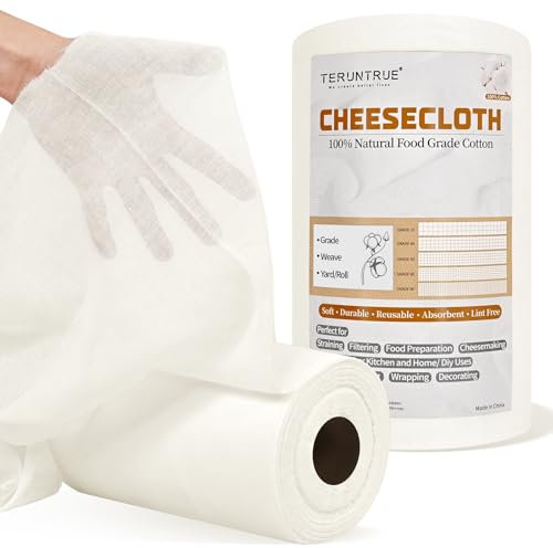 Étamine Alimentaire 51m Grade 50 - Tissu Coton Naturel Non Blanchi pour Fromage/Thé/Conserves - Rouleau Filtrant Réutilisable