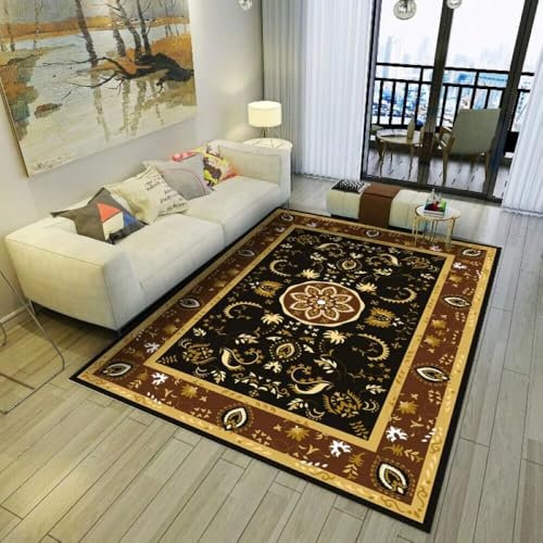 ROSURUG Bettvorleger Teppich Eingangsbereich Innen 90X200CM Schöne Blume Retro-Design Schlafzimmer Nachttisch Teppich Schallabsorption und Wärme Küchenteppich Läufer Anti Rutsch Unterlage rot