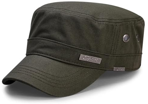 WUFANGBU Cappello Berretto Uomo cap Big Head Man Cappello Piatto dell'Esercito di Grandi Dimensioni da Uomo in Cotone Plus Size Mesh Cappello Militare 60-65 Cm Verde