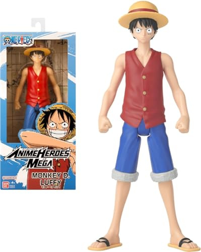 BANDAI - Anime Heroes - One Piece - Figurine Anime Heroes Mega 30 cm Luffy - Grande Figurine articulée Luffy - Licence Officielle One Piece - Jouet Enfant 4 Ans et + - 38331