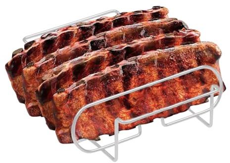Supporto Per Costine Da Griglia | Griglia In Acciaio Al Carbonio | Accessorio per Barbecue e Supporto per Bistecche, per Cucina, Preparazione, Cottura al Forno, Uso Esterno, Campeggio e Riposo