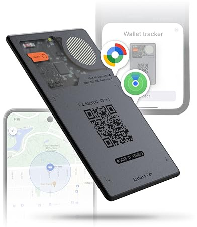 Rolling Square AirCard Pro Dual – Wallet Tracker Android und Apple Tracking Card Kompatibel mit Apple Find My und Google Android Find Hub, Schlüsselfinder mit Kabellosem Laden Gadgets Technik Grau