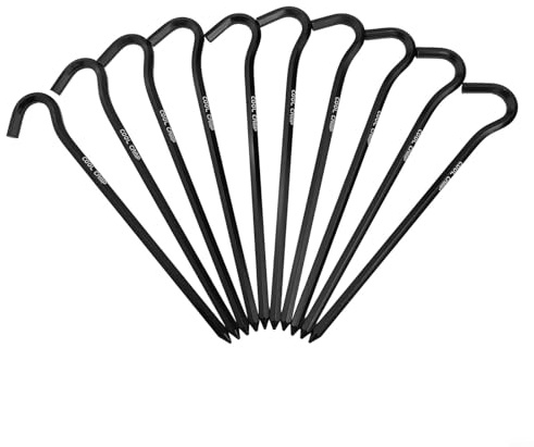 Honseadek Awning Ground Nails Camping Outdoor Hexagon and Shelter Anchoring for Rod Tent and Alloy 10 Pack Lightweight Aluminum Tent Pegs Having Hook Hiking for Stakes