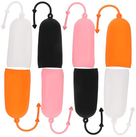 LOLIPPYY Coperture Elastiche – con Laccio Portatile 8 Pezzi per Bottiglie da Viaggio in Silicone Antiperdita per Shampoo, Balsamo Doccia per Viaggi