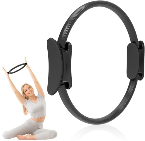 AIMAX Pilates Ring 37cm, Fitness Exercise Circle with Dual Padded Handles for Thighs, Abs, Legs, Arms, Yoga, Core Training, Home Workout, Strength, Flexibility and Stability