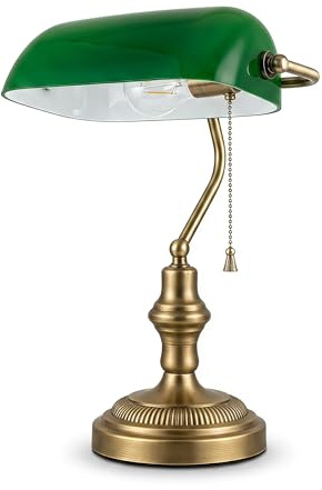BARCELONA LED Lámpara Banquero Vintage E27 Orientable Con Cristal Verde