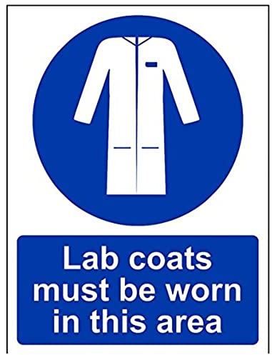 vsafety 41066 an-r LAB Coats zu tragen, in diesem Bereich Pflicht Schutzbekleidung Zeichen, starrer Kunststoff, Porträt, 150 mm x 200 mm, blau