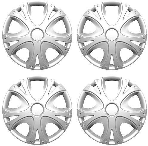 Versaco Car Wheel Trims DYNAMIC16 - Silver 16 Inch 9-Spoke - Boxed Set of 4 Hubcaps - Includes Fittings/Instructions