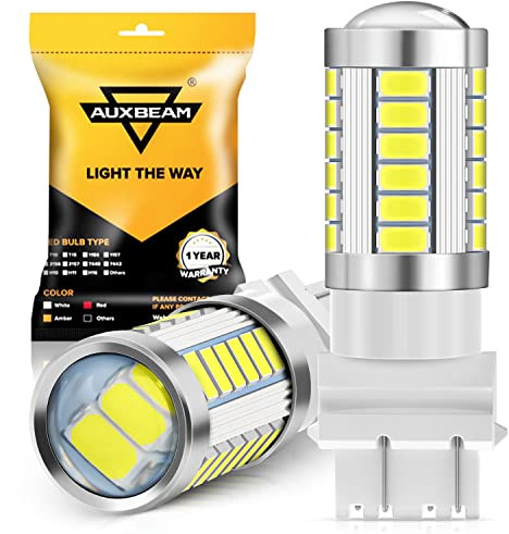 Auxbeam 3157 LED Bulbs White, Super Bright 3156 3057 4157 3457 4057 4114 Replacement Bulbs for Backup Reverse Lights DRL Parking Lights, Pack of 2 (Need Resistors for Tail Brake Turn Signal Lights)