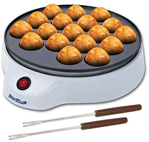 StarBlue - Máquina Para Hacer Takoyakis Con Tenedores Especiales, Fácil Y Sencillo, Para Bolitas De Pulpo Japonesas, Ac 220-240 V, 50/60 Hz, 650 W, Enchufe Europeo