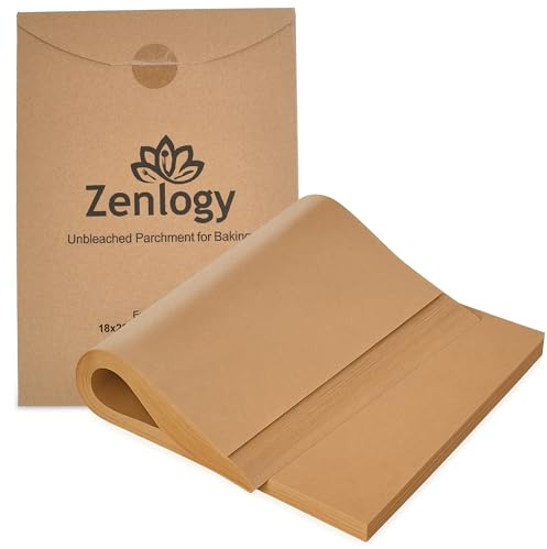 Zenlogy 18x26 (500 Sheets) Large Unbleached Parchment Paper Liners for High Heat Baking - Exact Fit for Your Commercial Full Size Sheet Pans