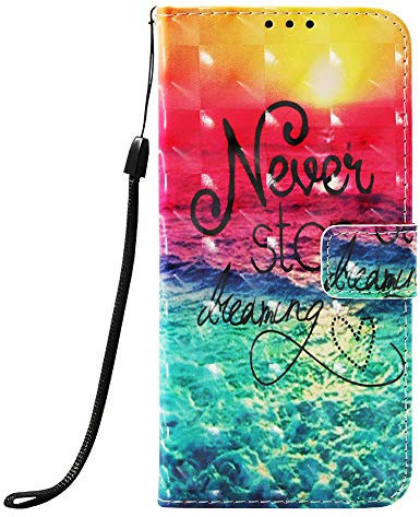 Samsung Galaxy A51 Case Flip 3D Premium Soft PU Leather Shockproof Wallet Cover with Magnetic Stand Card Holder ID Slot Folio TPU Bumper Protective Phone Case for Samsung Galaxy A51 Chasing Dreams