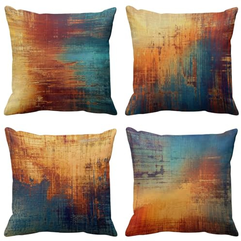 Emvency Throw Pillow Covers Set of 4, 18 x 18 Inch, Painting Blue