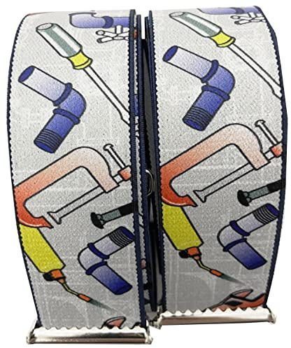 Generisch HANDWERKER HOSENTRÄGER AUSTRIA-ÖSTERREICH - VIENNA-WIEN im FISCH-Design 35mm Breit in H-Form mit 4 extra starken Clips/ Handwerker grau ST-031