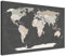 Weltkarte-Pinnwand als Leinwandbild, pinne Deine Reisen und Erinnerungen – World Map Grey - Deutsch - Landkarten-Wandbild in grau, 80 x 60 cm