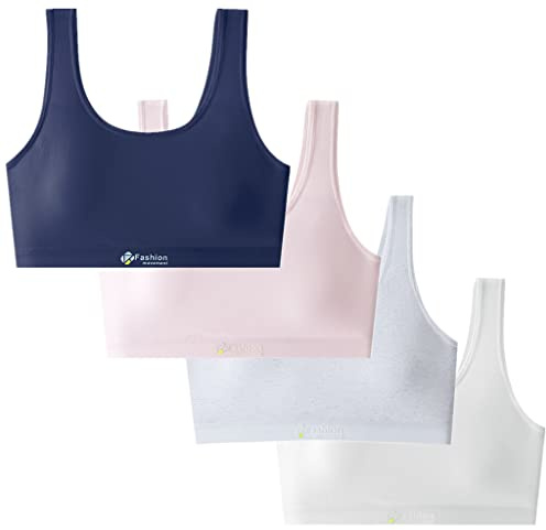Herepai Big Girls' Sports Bra Breathable Pads Teens Cotton Training Bras
