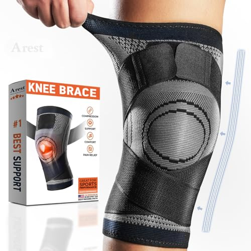 Kniebandage für Damen und Männer - Kompression Kniestütze mit Seitenstabilisatoren für Meniskus und Arthrose - Bandage Knie Sport (XL)