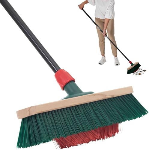 Novaliv Gartenbesen mit Stiel V-Borsten 40 cm Elaston Borsten Besen draußen Straßenbesen mit Stiel Harte Borsten Terassenbesen Hofbesen Stallbesen Kehrbesen Industriebesen Outdoor Broom