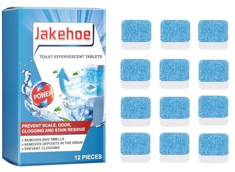 JUCHRZEY 12 tabletas limpiadoras de inodoros que eliminan las manchas de orina, suciedad, limpieza de inodoros, tabletas efervescentes que eliminan el olor, desodorante, limpiador desincrust