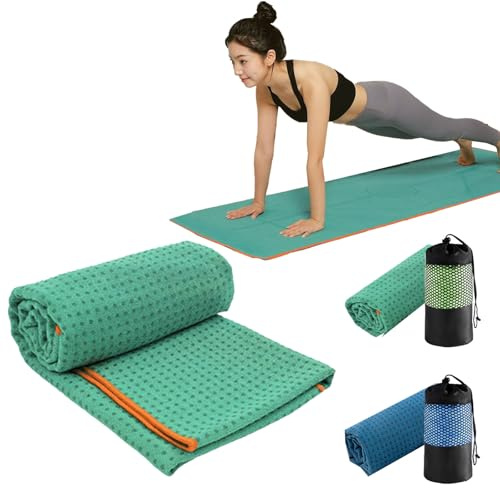 Hot Yoga Mat Towel Non Slip Hot Yoga Towel for Mats Travel Yogas Mat Towel Sweat Absorbent Yogas Blanket 24 X72 Large Fitness Pilates Gym Microfiber Mats Towels with Grip Dots with Mesh Carrying Bag