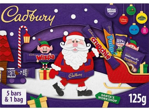 Cadbury Festive Chocolate Selection Box, Perfect Stocking Filler Gift, Includes 5 Bars & 1 Bag, 125 g (Pack of 1)