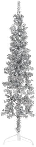 Sufrk Medio árbol de Navidad Artificial con Soporte Plateado 150 cm Arbol Navidad Emergente