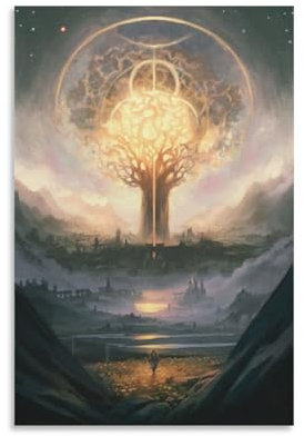 DMYTDYQK Elden Ring Shadow of The Erdtree Poster, Videospiel-Poster, 4 Leinwand-Poster, Schlafzimmer, Dekoration, Landschaft, Büro, Raumdekoration, Geschenk, 20 x 30 cm