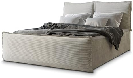 Masseno Boxspringbett Monta 160x200 cm Komplett-Set mit Matratze und Topper, Polsterbett mit Zwei Bettkästen -Creme, Lincoln 03