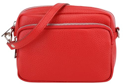 SH Leder Äkta läder Axelväska Clutch Liten väska Kvällsväska Dagsväska med justerbar axelrem 18x13 cm Pia G394, röd, S