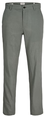 JACK & JONES Summer Linen Blend Pant SN Jpstace-Pantaloni Chino Estivi in Misto Lino, Verde Agave, 31W x 34L Uomo