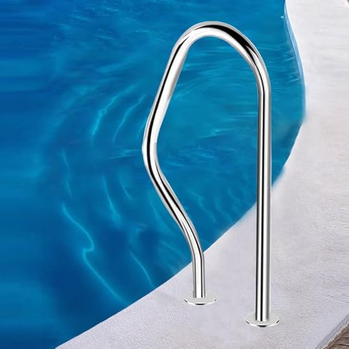 Lanmmraifc Pasamanos de Piscina de Acero Inoxidable para SPA, Parque acuático Interior y Exterior, con Base de fácil Montaje y riel de Entrada/Salida Antideslizante - Kit Completo