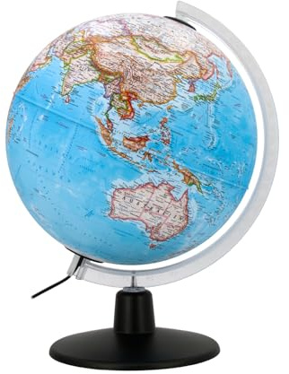 Tecnodidattica Jordglob NATIONAL GEOGRAPHIC NATGEO Classic 25 | Upplyst och roterande | Politisk och fysisk kartografi | Text på svenska | Diameter 25 cm