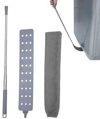 Teleskopisk dammvippa | Utdragbar rengöringsmedel, långväga dammborttagningsverktyg, justerbar mikrofiberdamm för hörn, hyllor, fläktar, fönster, Com-förvaring