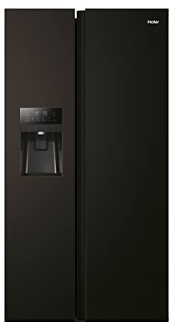 Haier SBS 90 SERIE 5 HSR5918DIPB Kühl-Gefrierkombination/Schwarz/Energieeffizienzklasse D/Wasser- und Eiswürfelspender/Festwasseranschluß/Multi-Airflow-System/Total No Frost