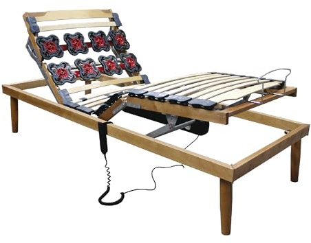 MEMORYLINE Super Offerta - ROYAL Rete elettrica motorizzata singola (80x190 cm) con regolatori ergonomici, doppio motore OKIN, telaio e doghe in legno di faggio, dispositivo medico