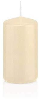 INNA-Glas Candela votiva/Candela a Colonna Maeva, Crema, 12cm, Ø6cm, 40h - Made in Germany - Candela di Cera/Candela Decorativa