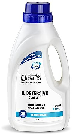 IL BUCATO DI ADELE il bucato che profuma di casa | Detersivo Lavatrice Liquido con Igienizzante, Fragranza Neutra, Formato da 1000 ml