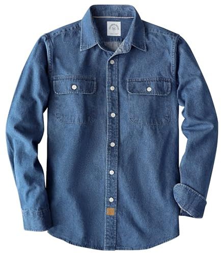 Dubinik® Chemise en Jean à Manches Longues pour Homme Coupe Droite Chemise de Loisirs pour Homme Coupe Normale Chemise de Travail, Bleu Jeans, M