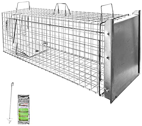 Petigi Piège à Animaux Humaine Animal Vivant Piège Cage 120 x 34 x 42 cm Chat Renard Raton Castor Laveur