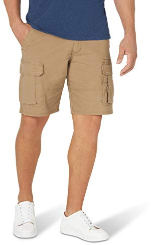 Wrangler Authentics Men's Classic Relaxed Fit Stretch Cargo Short, Petrified Oak, 33