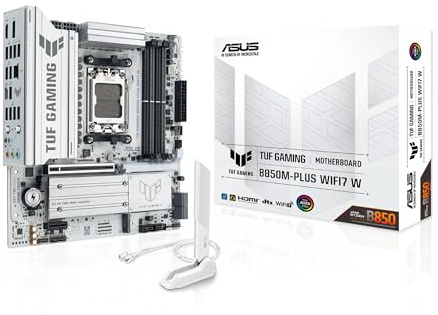 ASUS TUF Gaming B850M-PLUS WIFI7 W Placa Base Socket AMD AM5 (Micro-ATX, DDR5, PCIe 5.0, 3 Ranuras M.2, Realtek 2.5 GB Ethernet, Trasera 20 Gbps Tipo C, USB Frontal 10 Gbps Tipo C)