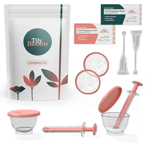 Tily Blooms Complete Home Insemination Kit – Made in the UK, MHRA Compliant, Fertility Syringes, Collection Cups, Soft Discs, Fertility Lubricant, Ovulation & Pregnancy Test (Complete Kit)