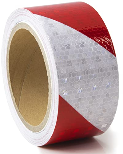XFXIA Reflektierendes Klebeband Rot/Weiß 10m x 5cm Wasserdicht Reflektorband Selbstklebend Warnklebeband Sicherheitsband-Conspicuous Warning Tape für Fahrzeuge,Autos,Anhänger,Boote