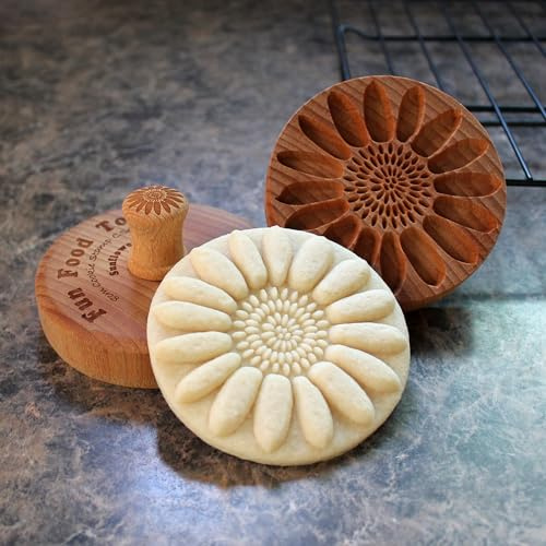 Fun Food Tools, Large Wood Cookie Stamp, 3.1 inch (Sunflower CS8-008)